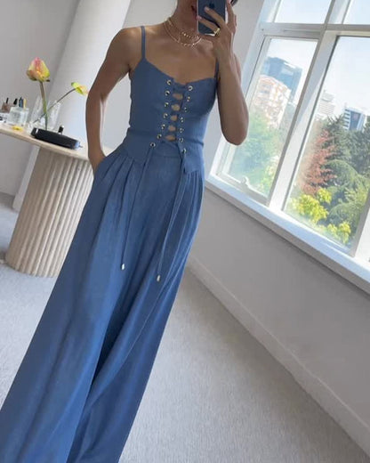 Isolde™ | Lace-Up Corset Jumpsuit
