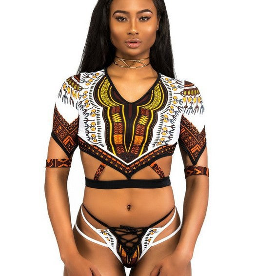 Ladies bikini set with graphic knot detail and high leg cut Ivyshape