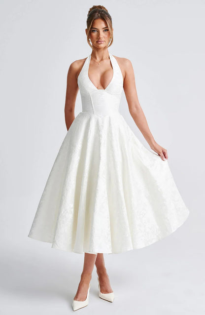 Julieta - Abito midi con scollo a farfalla