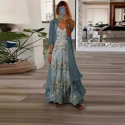 Sabrina - Floral chiffon maxi dress with flowing drape