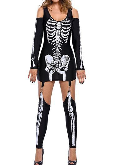 Women's Skeleton Print Costume Dress Ivyshape