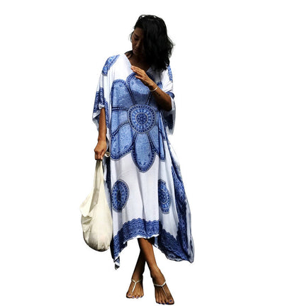 Women's Airy Beach Dress with Artistic Mandala Pattern Ivyshape