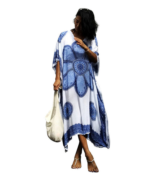 Women's Airy Beach Dress with Artistic Mandala Pattern Ivyshape