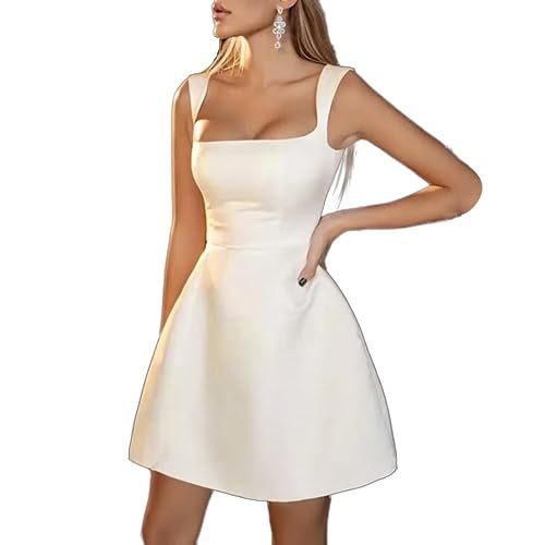 Jazlynn | Abito da sposa corto e semplice con linea ad A in raso pregiato