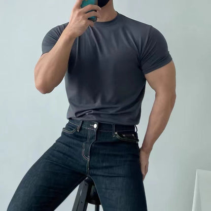 Leyf | T-shirt da uomo slim fit, ad asciugatura rapida e con effetto snellente, a maniche corte