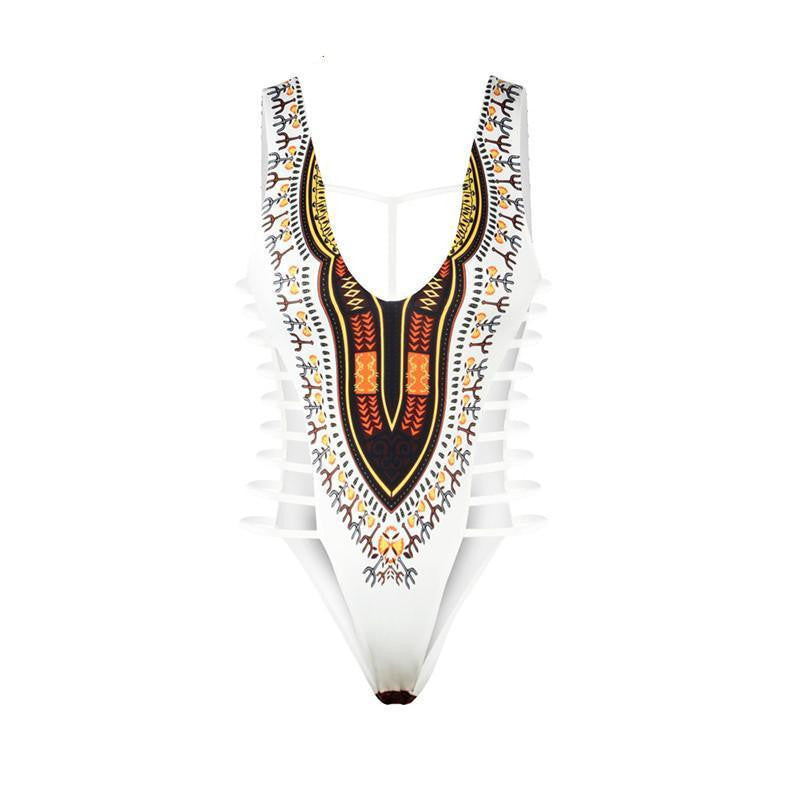 Ladies one-piece swimsuit with unique ethnic embroidery and open sides Ivyshape