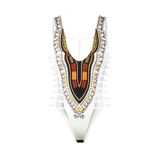 Ladies one-piece swimsuit with unique ethnic embroidery and open sides Ivyshape