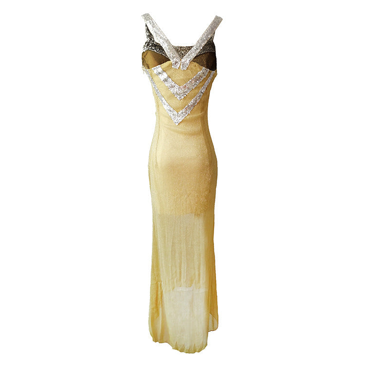Women's Shiny Sequin-Trimmed High-Low Evening Dress Ivyshape