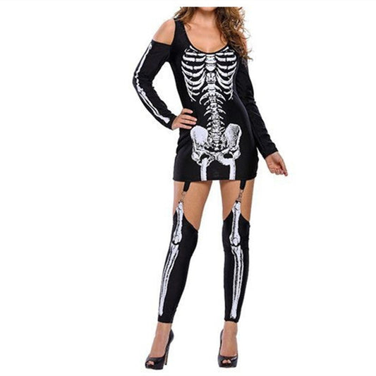 Women's Skeleton Print Costume Dress Ivyshape