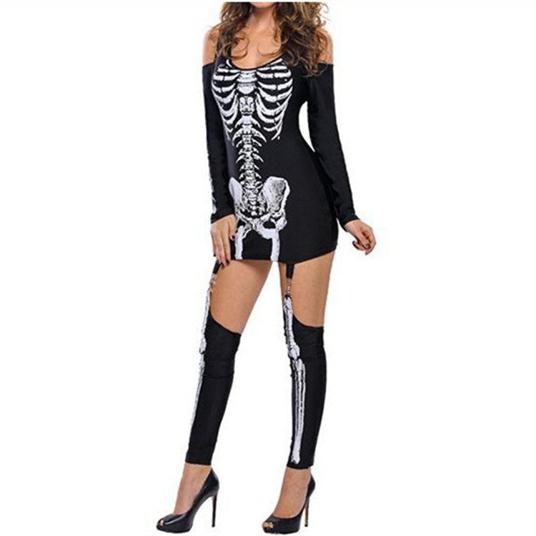 Women's Skeleton Print Costume Dress Ivyshape