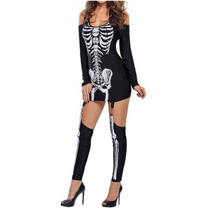 Women's Skeleton Print Costume Dress Ivyshape