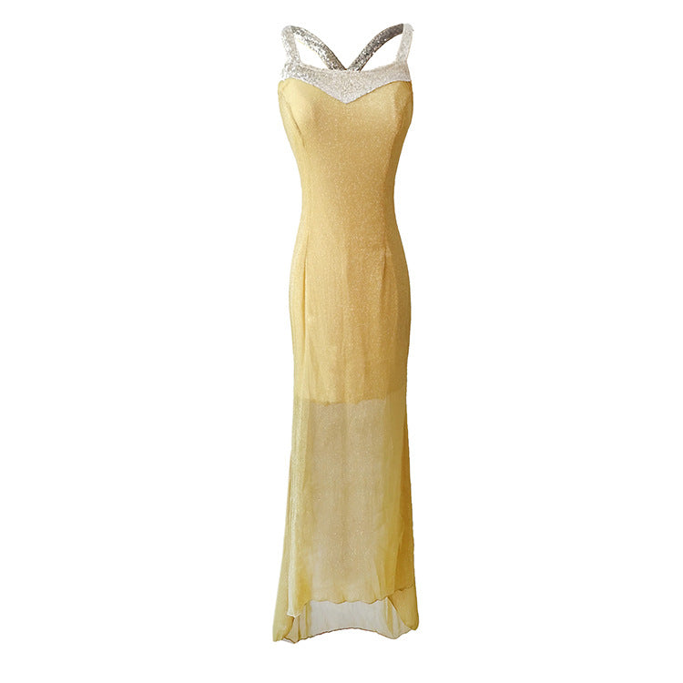 Women's Shiny Sequin-Trimmed High-Low Evening Dress Ivyshape