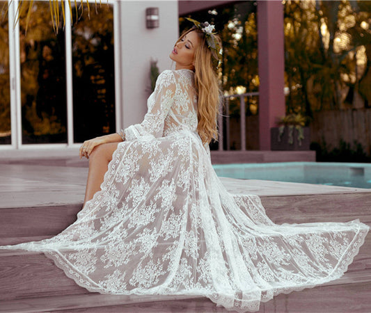 Women's Lace Kimono Robe with Romantic Details Ivyshape