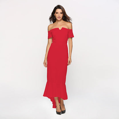Women Off-Shoulder High-Low Dress Ivyshape