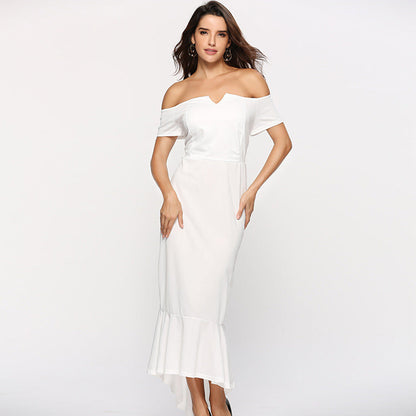 Women Off-Shoulder High-Low Dress Ivyshape