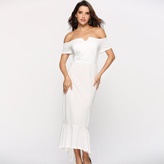Women Off-Shoulder High-Low Dress Ivyshape