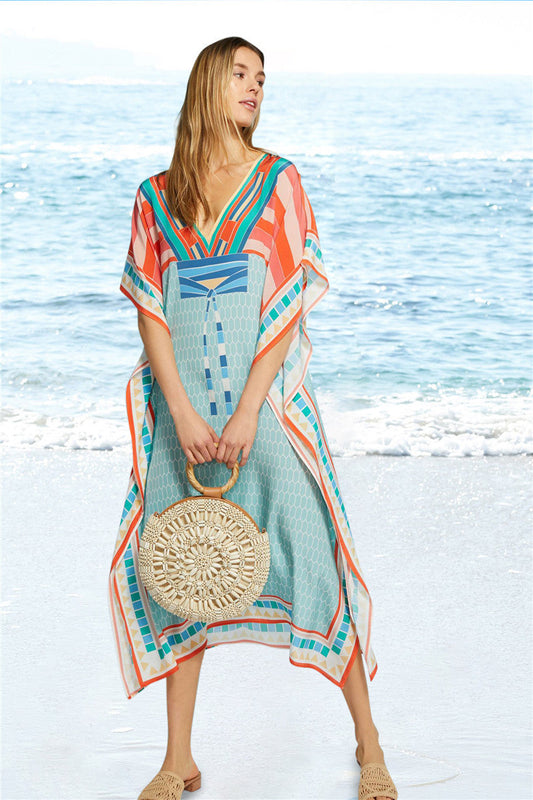 Women's elegant kaftan with geometric design and wide sleeves Ivyshape