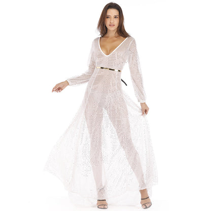 Women Glittering Transparent Evening Dress Ivyshape