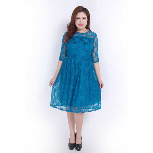 Women Lace Tea-Length Dress Ivyshape