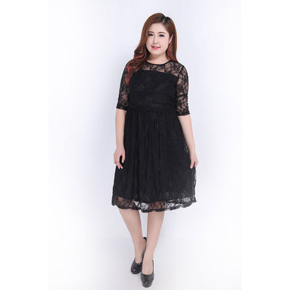 Women Lace Tea-Length Dress Ivyshape