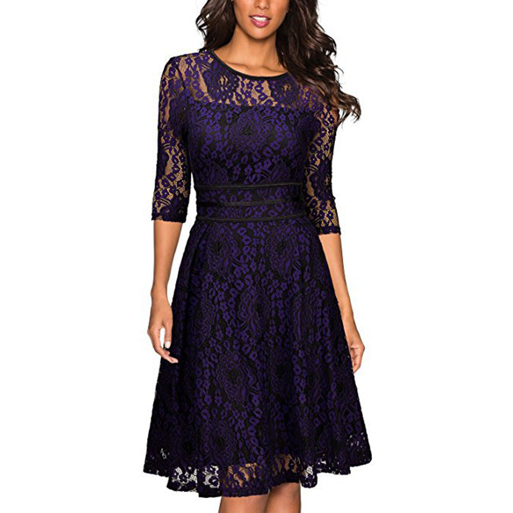 Women's Lace Fit-and-Flare Dress Ivyshape