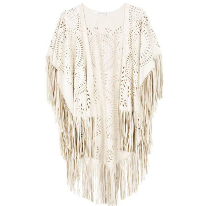Women Bohemian Fringe Kimono Jacket Ivyshape