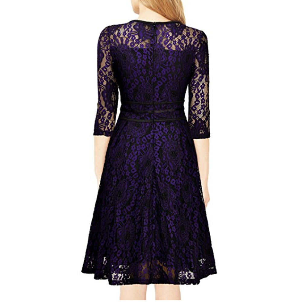 Women's Lace Fit-and-Flare Dress Ivyshape
