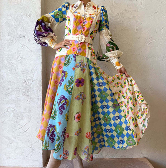 Astrid - Maxi dress with boho print and belt