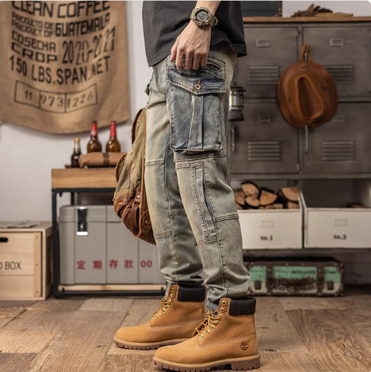 Matthew - Pantaloni cargo in denim vintage