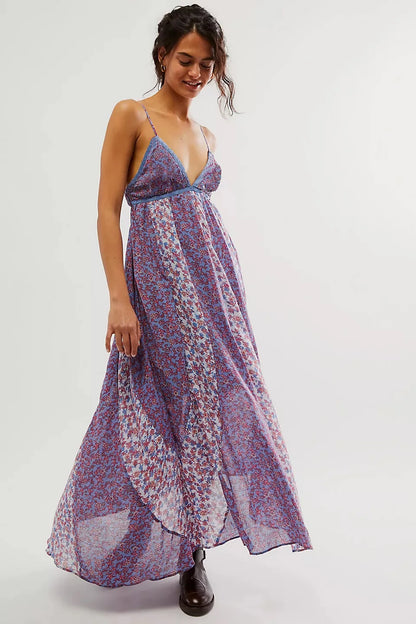 Lyra™ | Boho Floral Chiffon Maxi Dress