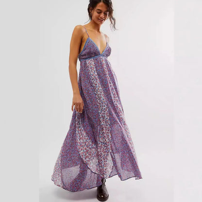 Lyra™ | Boho Floral Chiffon Maxi Dress
