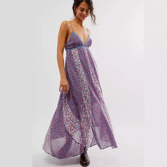 Lyra™ | Boho Floral Chiffon Maxi Dress