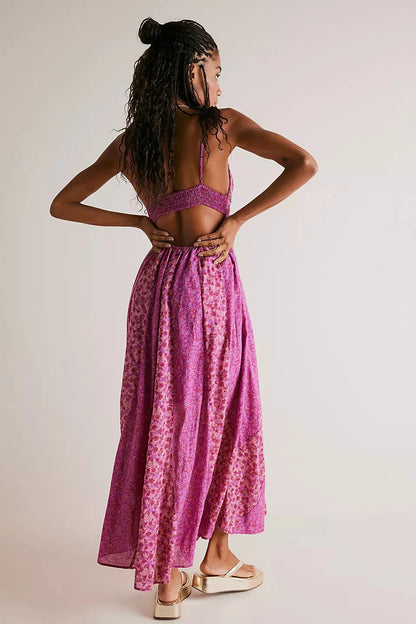 Lyra™ | Boho Floral Chiffon Maxi Dress