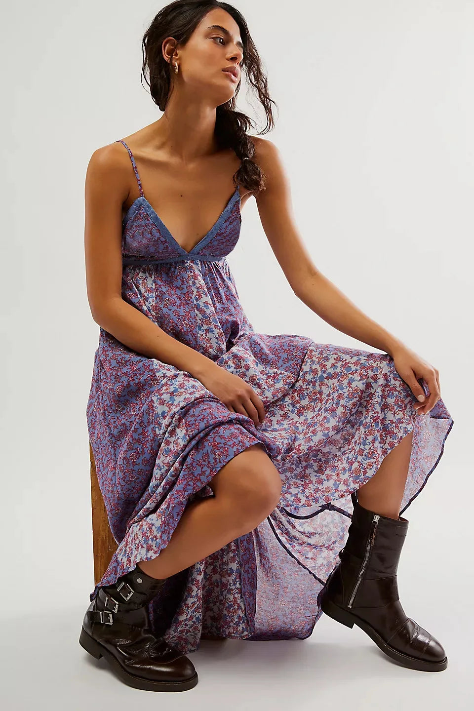 Lyra™ | Boho Floral Chiffon Maxi Dress