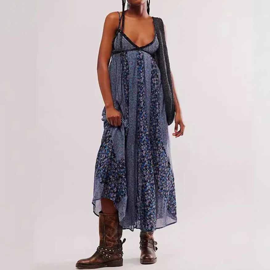 Lyra™ | Boho Floral Chiffon Maxi Dress