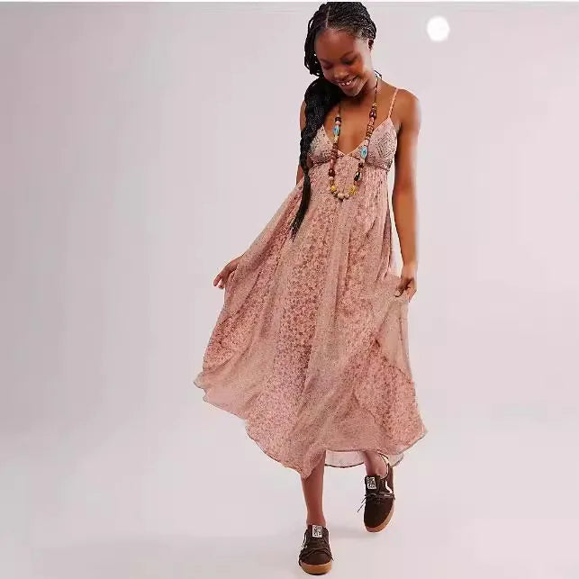Lyra™ | Boho Floral Chiffon Maxi Dress
