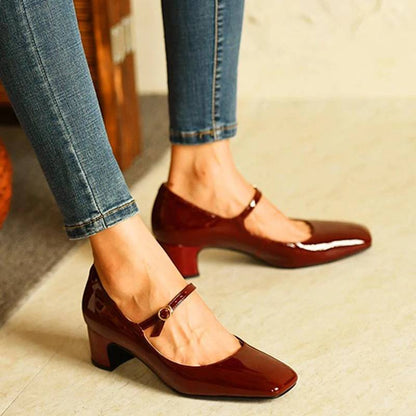 Verlina™ | Glossy Mary Jane Block Heels