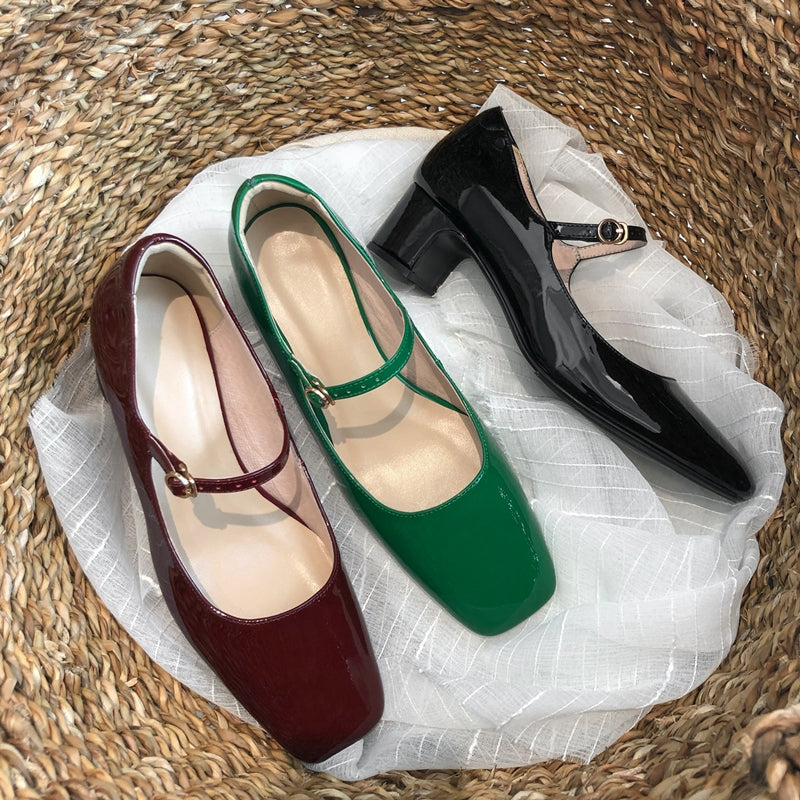 Verlina™ | Glossy Mary Jane Block Heels