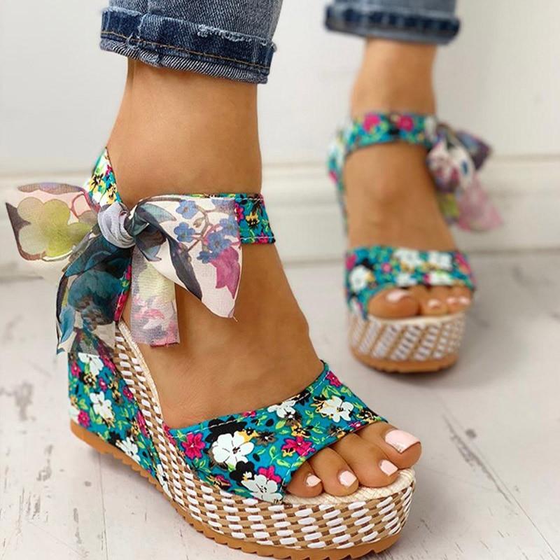 Fenna | Sandali con plateau floreale