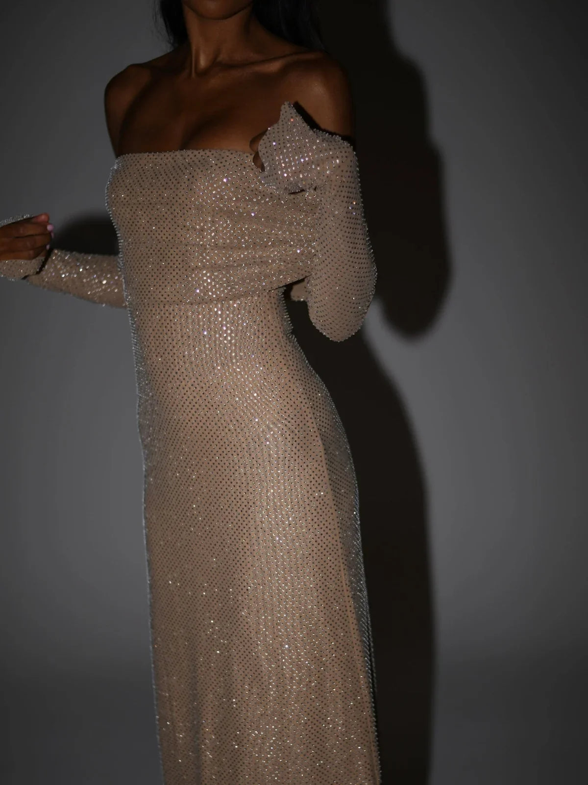 Lumina™ | Rhinestone Off-Shoulder Evening Gown