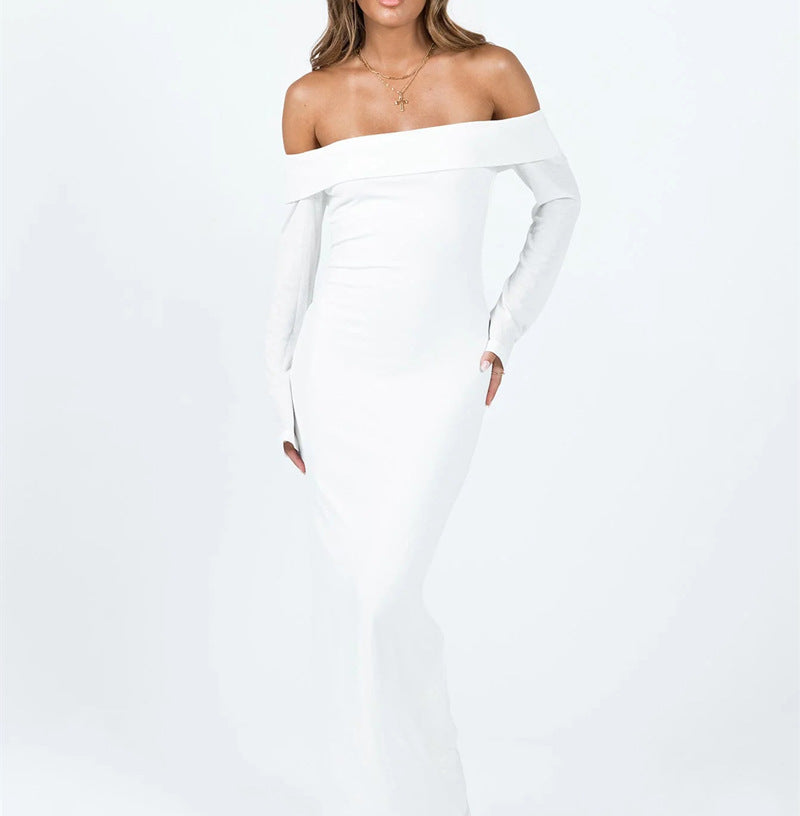 Women Off-Shoulder Maxi Dress with Figure-Hugging Cut Ivyshape