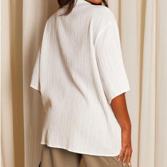 Ladies casual blouse with textured fabric Ivyshape