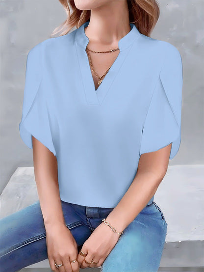 Women's blouse with modern stand-up collar and oversized sleeves Ivyshape