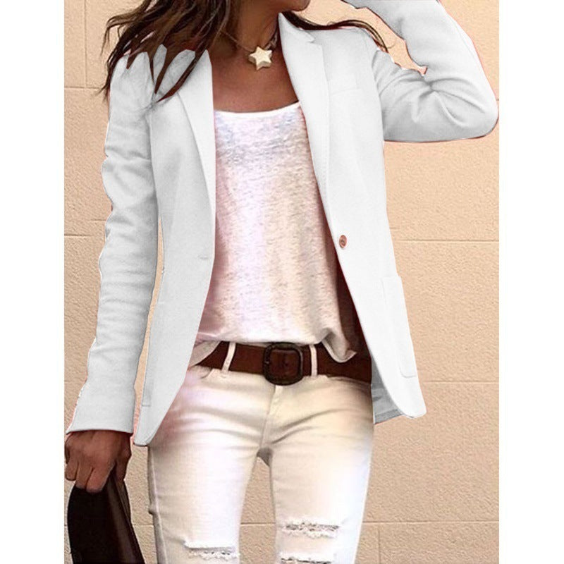Women's elegant cut blazer with fine texture and modern details Ivyshape
