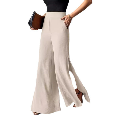 Women Wide-Leg Pants with Side Slits Ivyshape