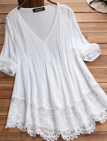 Women Bohemian Lace Trim Top Ivyshape