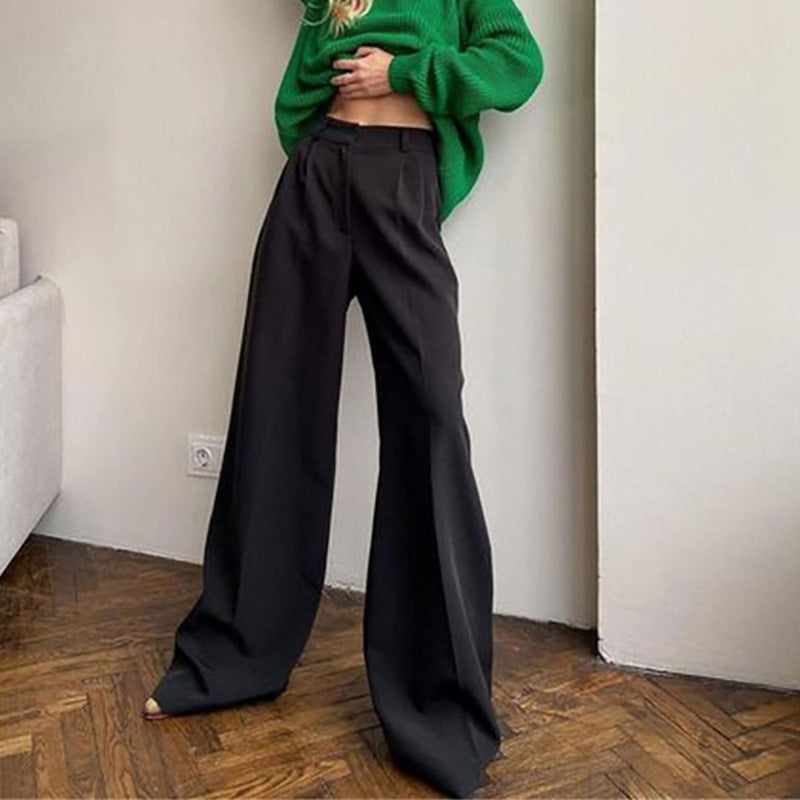 Women's Elegant Wide-Leg Trousers with High Waist Ivyshape