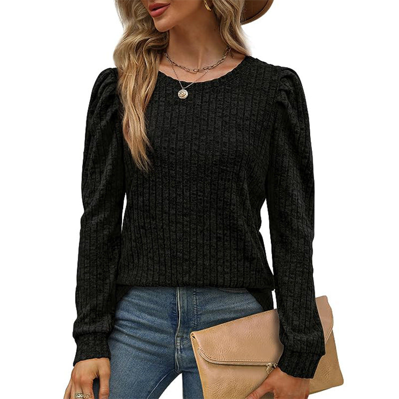Women Structured Sweater with Puff Sleeves Ivyshape