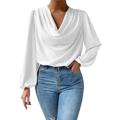 Ladies blouse with elegant draping Ivyshape
