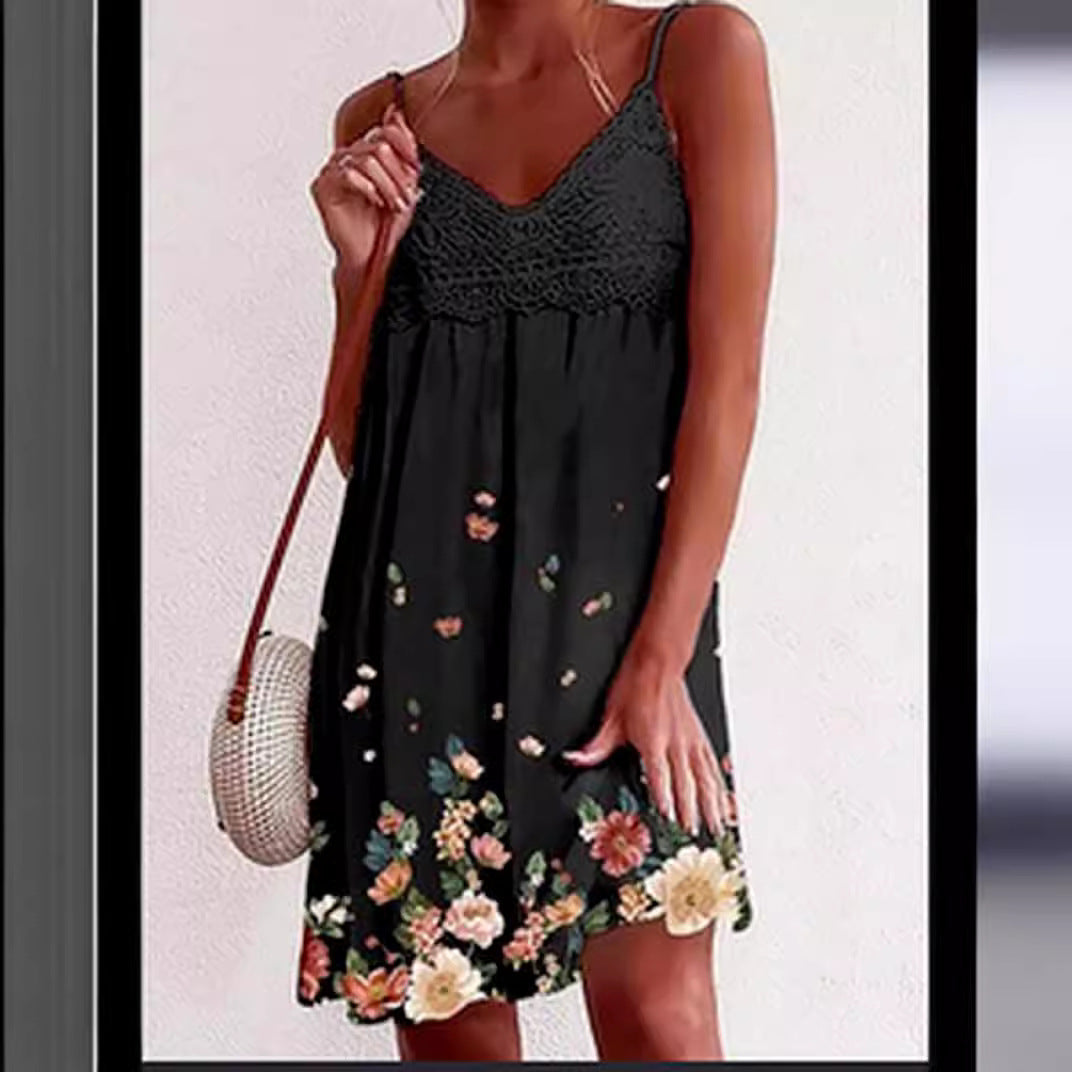 Ladies Floral Lace Mini Dress Ivyshape